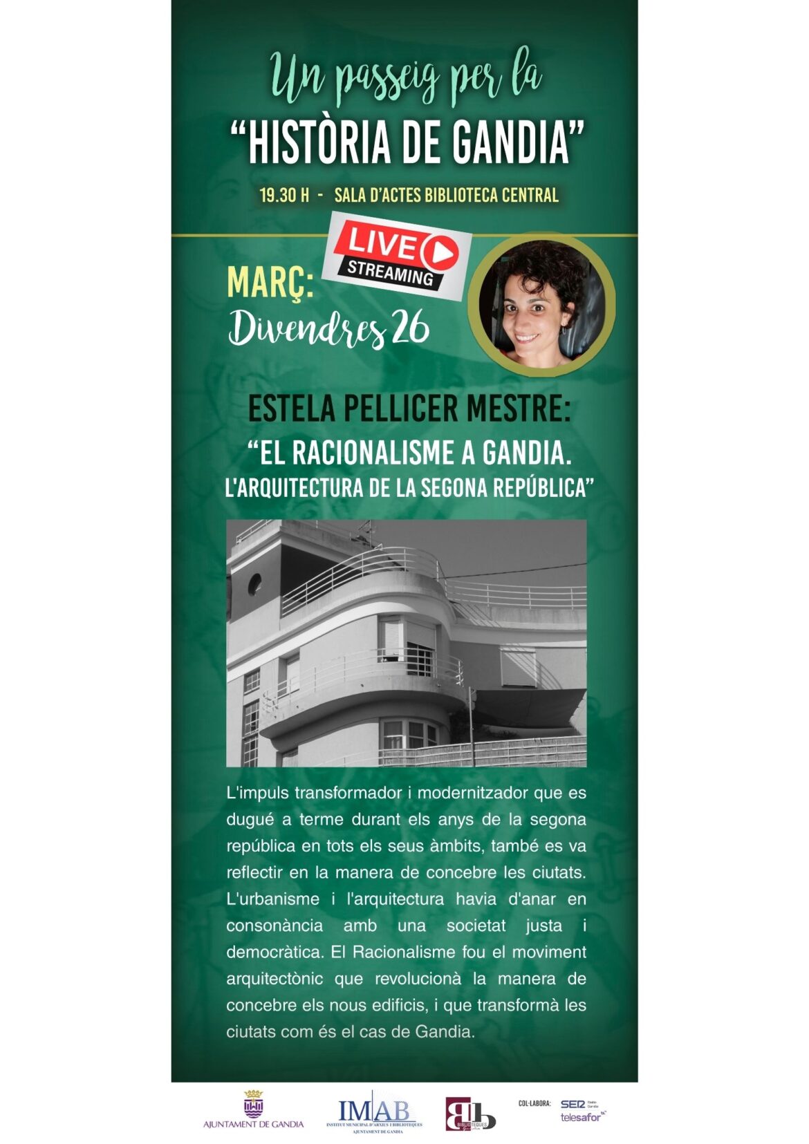 La Biblioteca Central de Gandia reprén el cicle de conferències "Un passeig per la Història de Gandia"